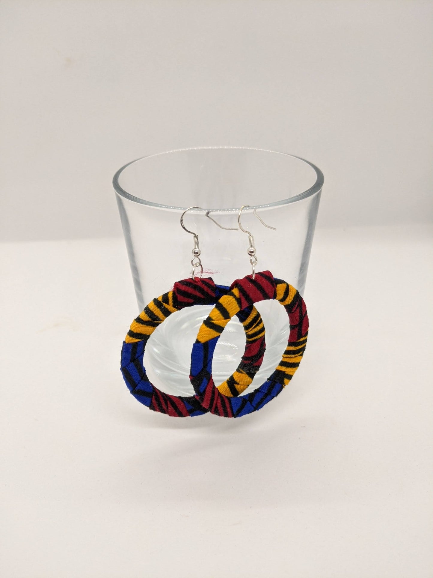 LARGE BEAUTIFUL HANDMADE AFRICAN COLOURFUL PRINT HOOP EARRINGS