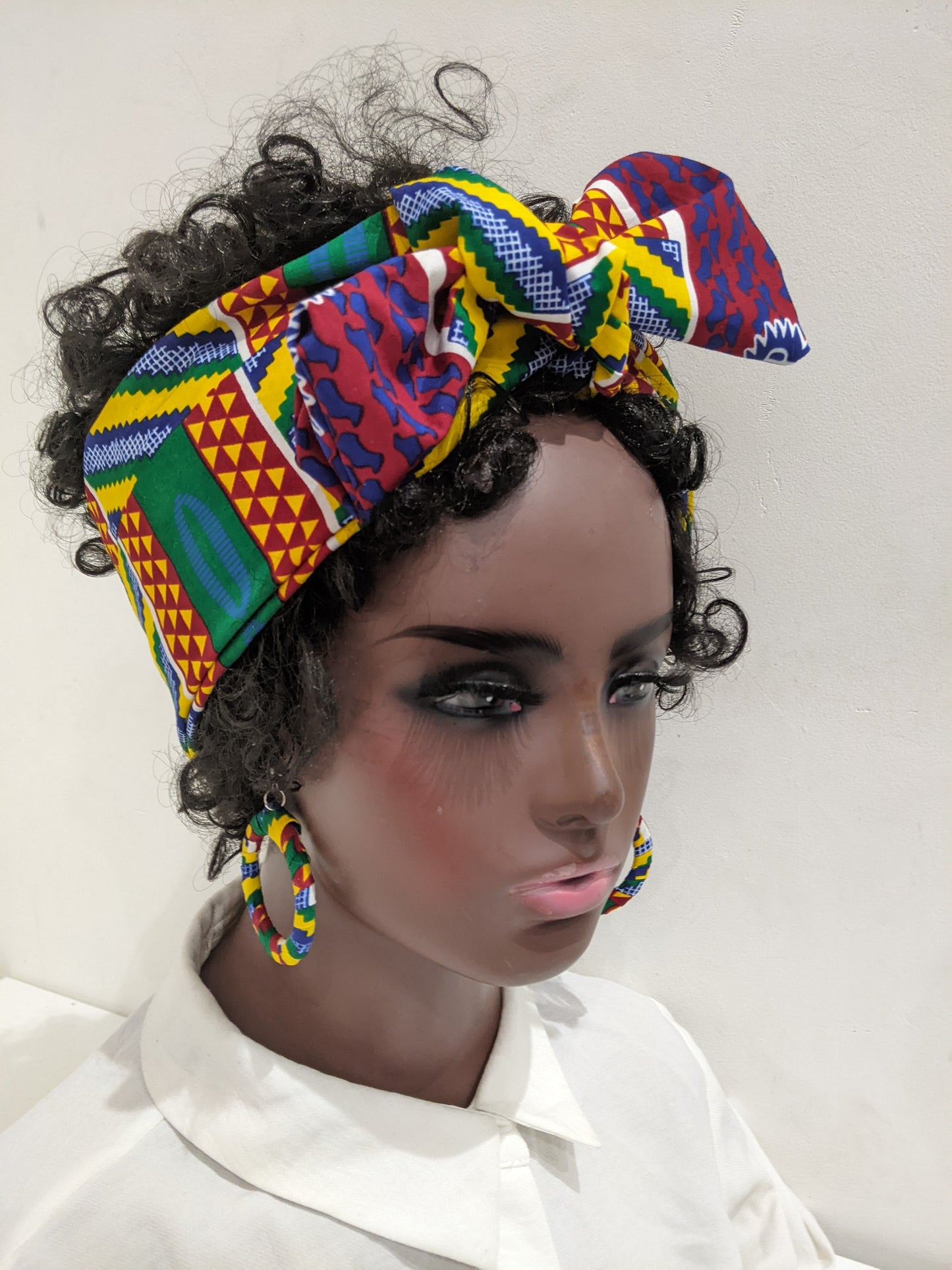HAND MADE AFRICAN PRINT COTTON WAX HEAD BAND HAIR WRAP SCARF
