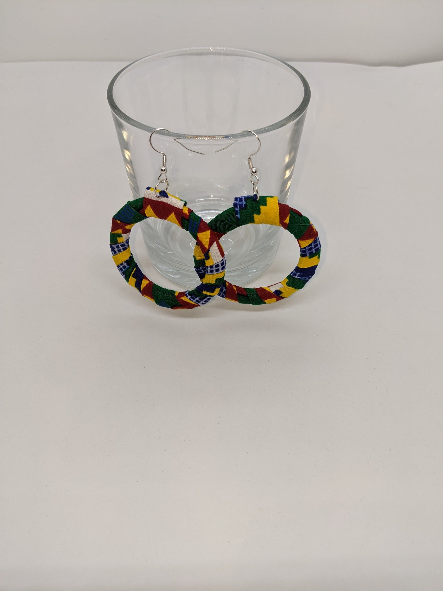 LARGE BEAUTIFUL HANDMADE AFRICAN COLOURFUL PRINT HOOP EARRINGS