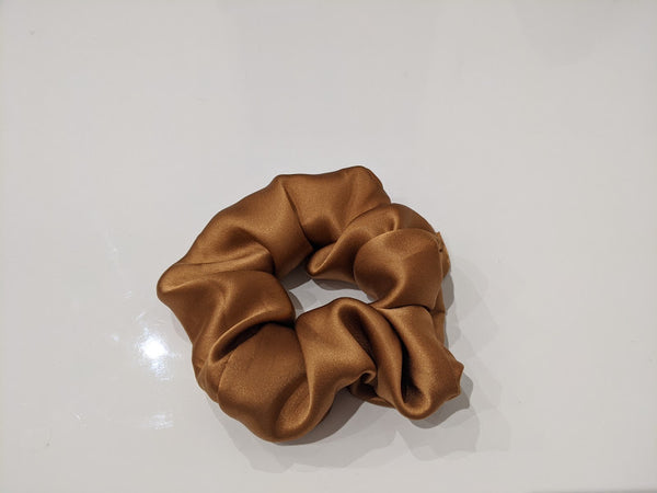 Hand Made Mulberry Silk Hair Scrunchie tawny brown - dorelen hand-made-mulberry-silk-hair-scrunchie-tawny-brown, 