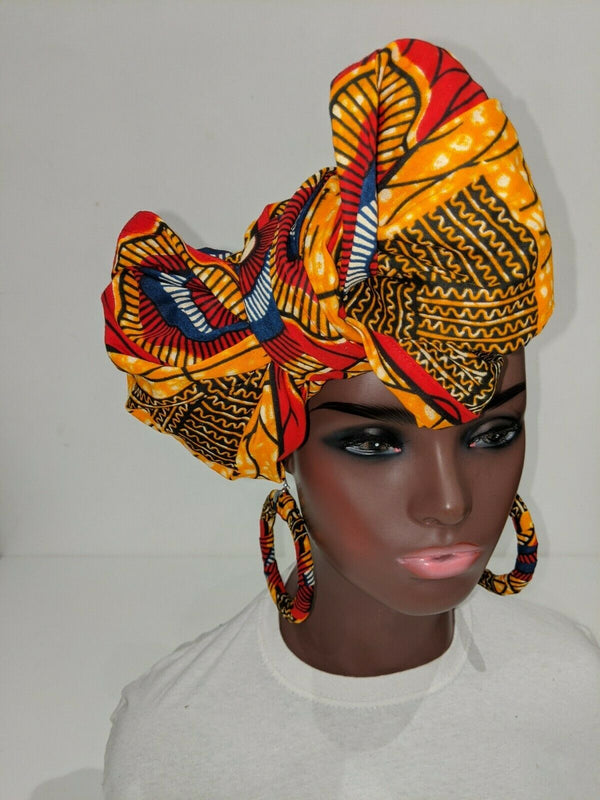 African Wax Print Head tie Head Wrap Head Tie,Ankara Head Scarf turban - dorelen african-wax-print-head-tie-head-wrap-head-tie-ankara-head-scarf-turban-9, 